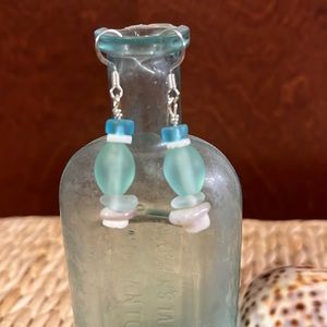 Beach Glass and Shell Earrings